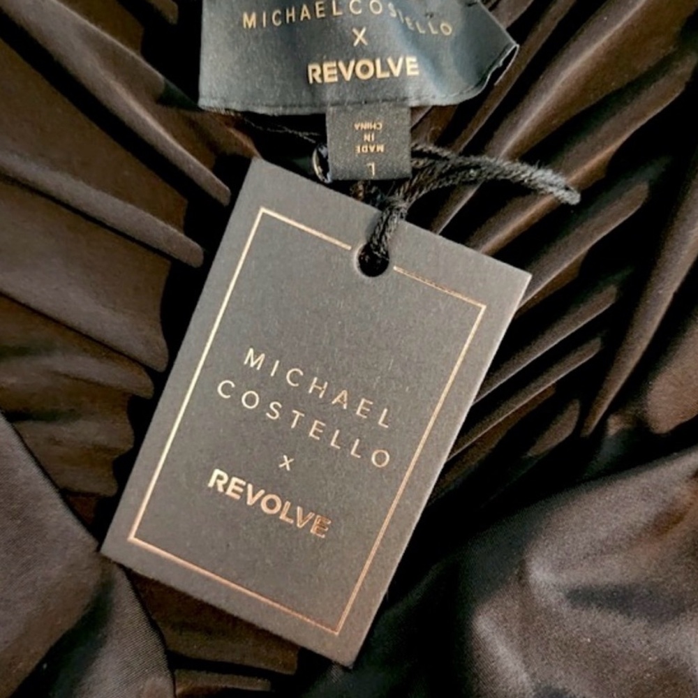 REVOLVE x Michael Costello Addison Halter Ruched Backless Maxi Dress Size L NWT - Picture 8 of 9